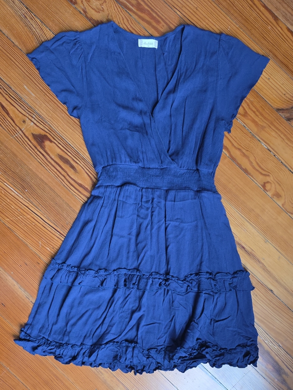 Altar'd State Deep Blue Short Sleeve Ruffle Tier Dress